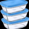 Sale Freshbox - 3 Boites de conservation rectangulaires couvercle bleu 1,1L Kits|Boîtes Rectangulaires