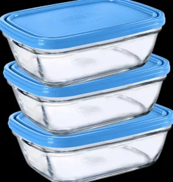Sale Freshbox - 3 Boites de conservation rectangulaires couvercle bleu 1,1L Kits|Boîtes Rectangulaires