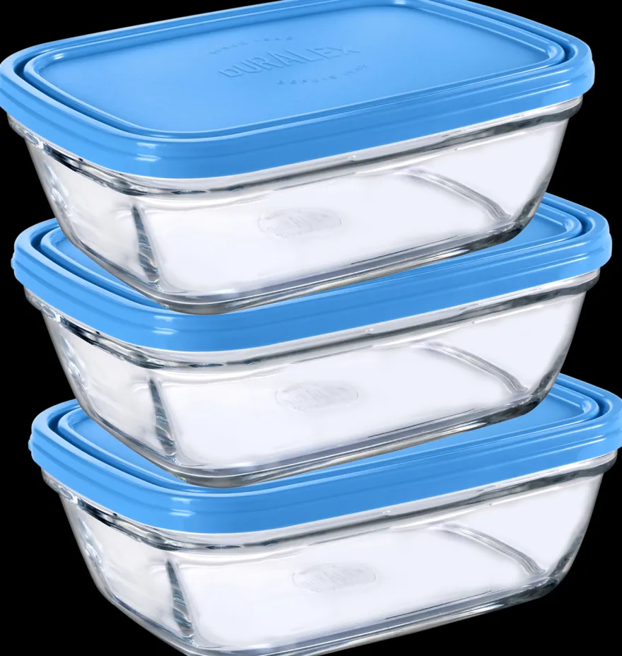 Sale Freshbox - 3 Boites de conservation rectangulaires couvercle bleu 1,1L Kits|Boîtes Rectangulaires