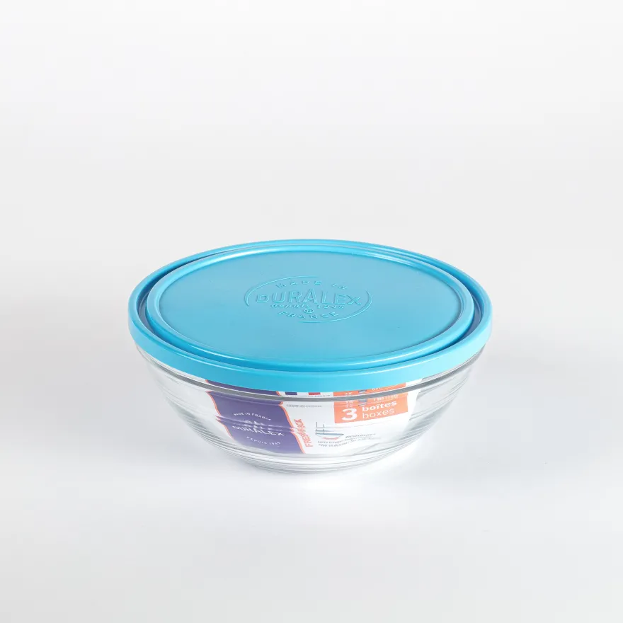 Freshbox - Boite de conservation ronde couvercle bleu 1,59L Professionnels De La Restauration|Boîtes Rondes