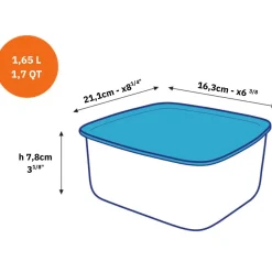 Sale Freshbox - Boite de conservation rectangulaire couvercle bleu 1,65L Professionnels De La Restauration|Boîtes Rectangulaires