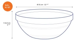 New Le Gigogne - Saladier en verre transparent Empilable 5,8L - 31cm Professionnels De La Restauration|Saladiers